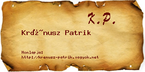 Krénusz Patrik névjegykártya